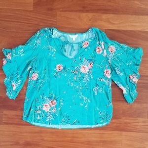 Floral Blouse with Bell Sleeves
